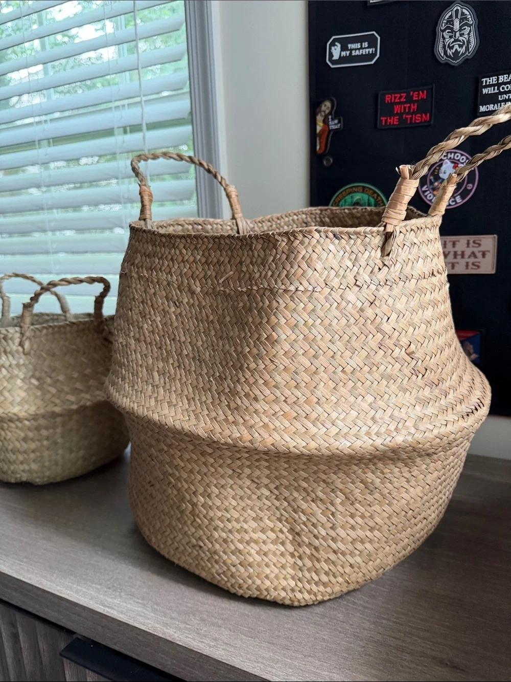 Natural Seagrass Woven Storage Basket with Handles - Neutral